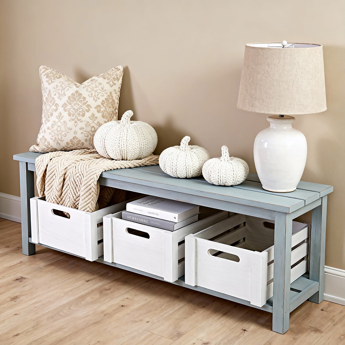 White Oval Cut-out Slatted Wooden Crate - 3 Sizes