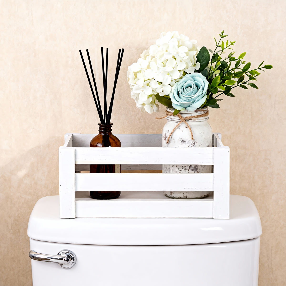 White Oval Cut-out Slatted Wooden Crate - 3 Sizes