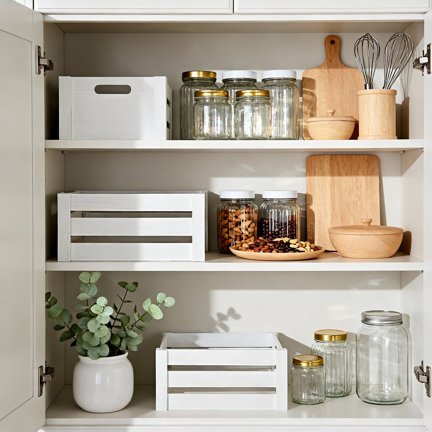 White Oval Cut-out Slatted Wooden Crate - 3 Sizes