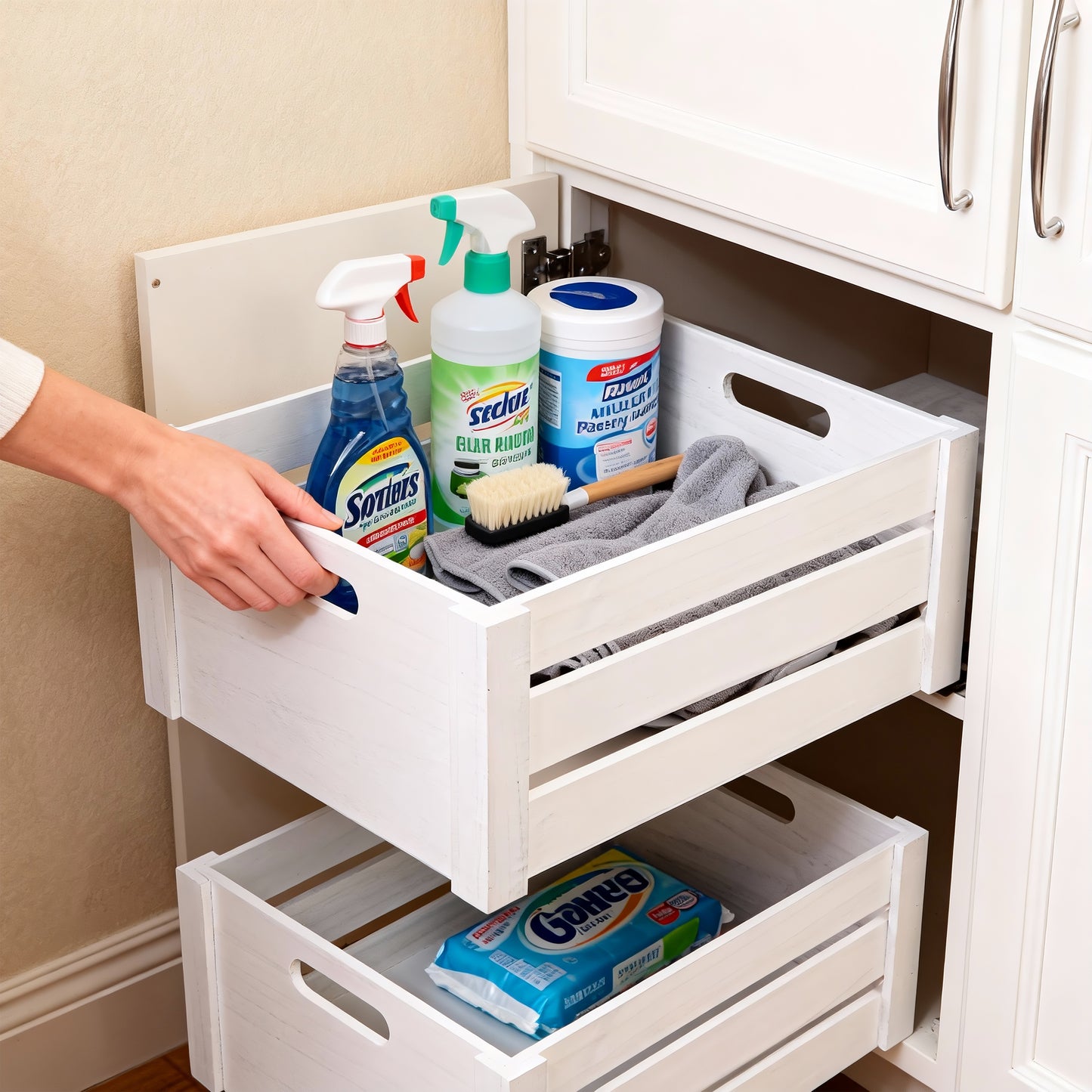 White Oval Cut-out Slatted Wooden Crate - 3 Sizes