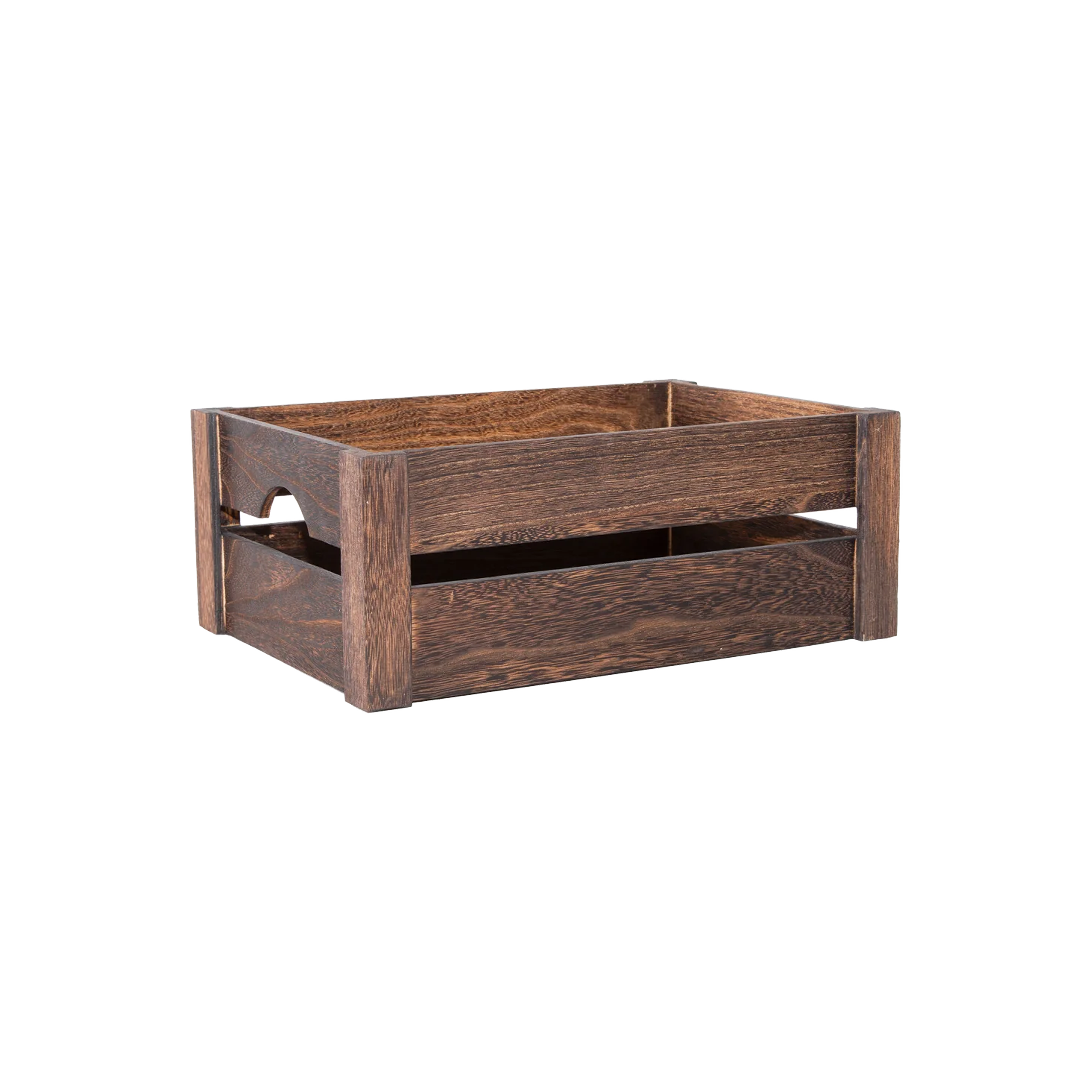Dark Wooden Crate with Handle - 3 Sizes