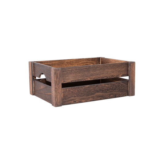 Dark Wooden Crate with Handle - 3 Sizes