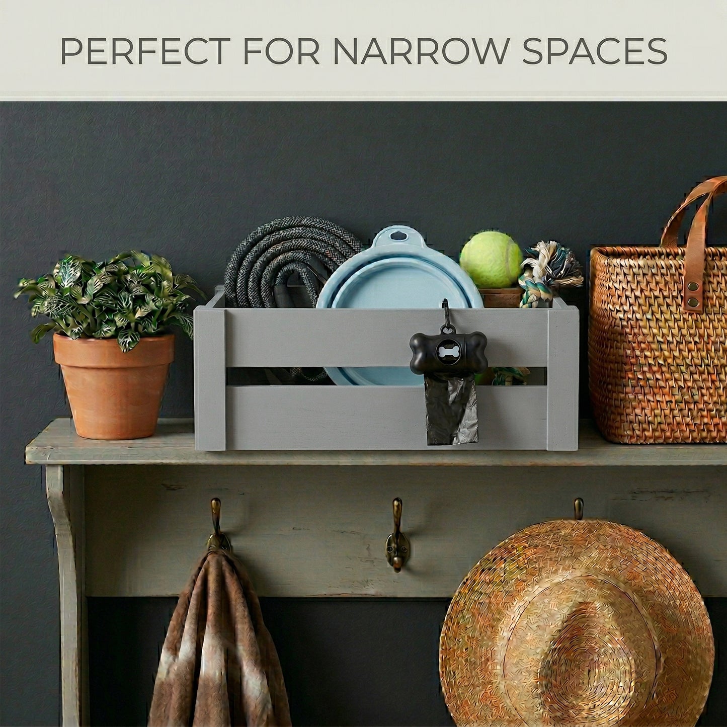 Grey Wooden Crate with Handle - 3 Sizes