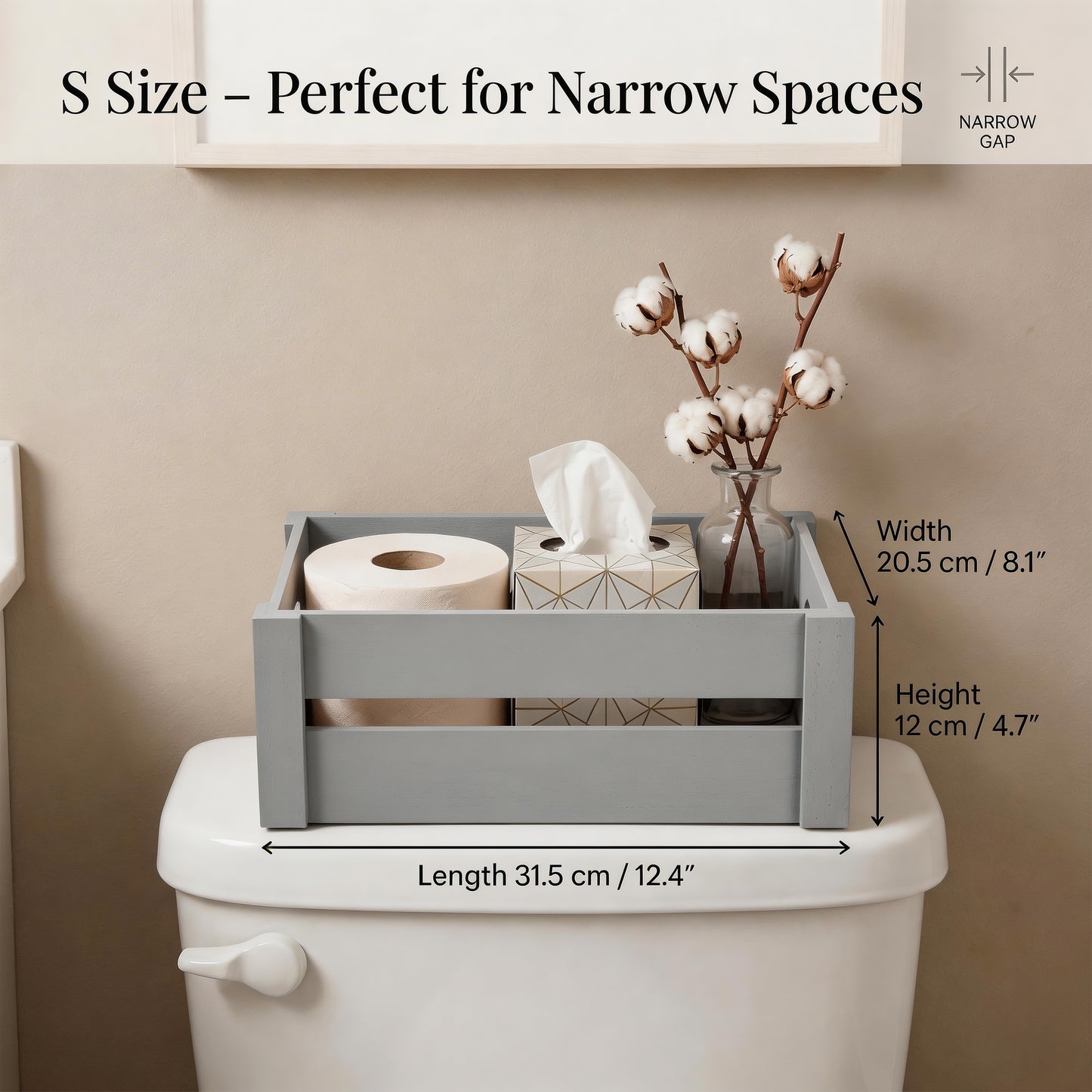 Grey Wooden Crate with Handle - 3 Sizes