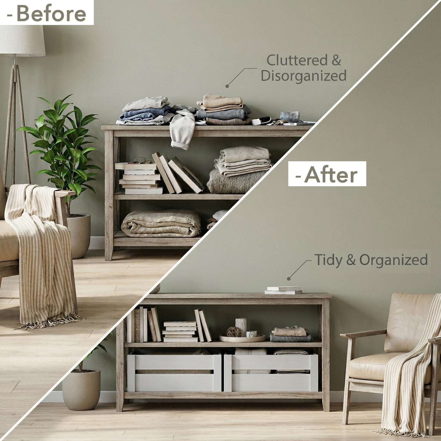 Grey Wooden Crate with Handle - 3 Sizes