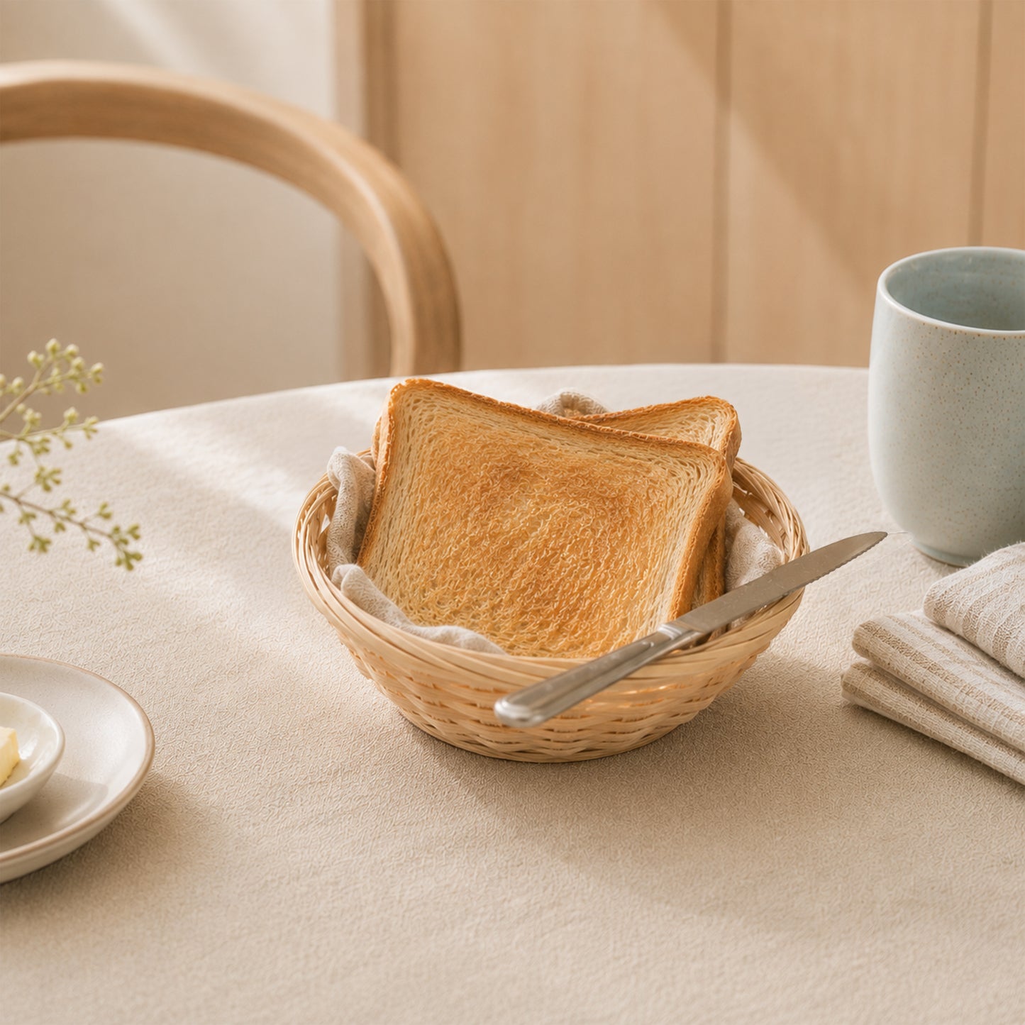 7" Round Bamboo Packing Basket Tray