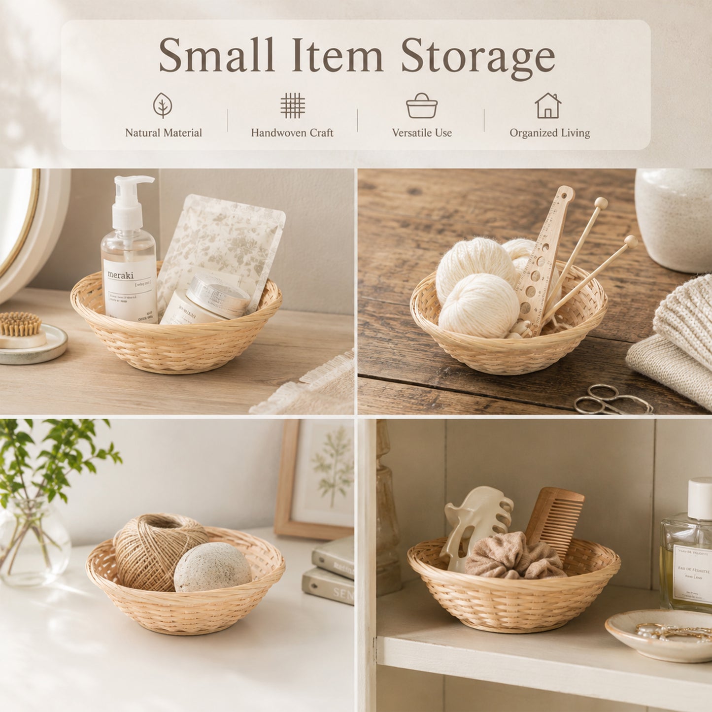 7" Round Bamboo Packing Basket Tray