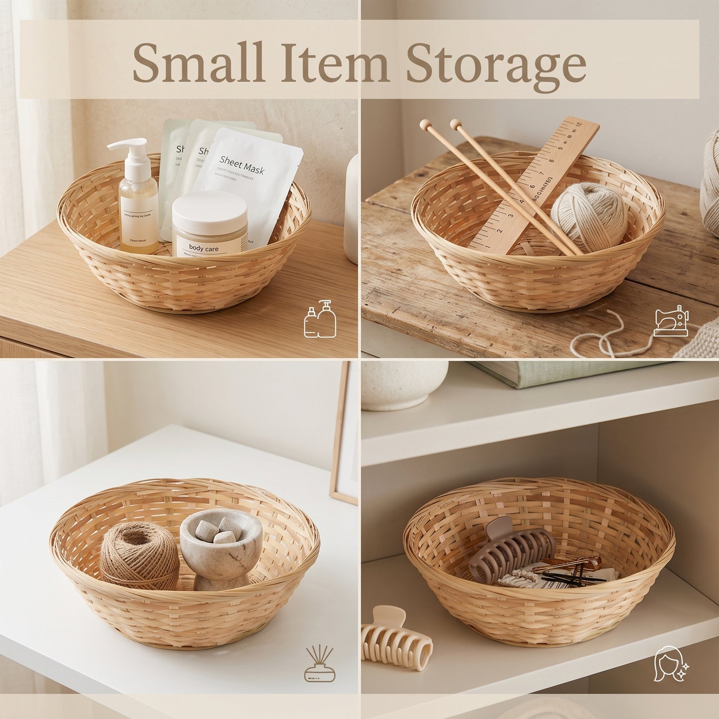 9" Round Bamboo Packing Basket Tray
