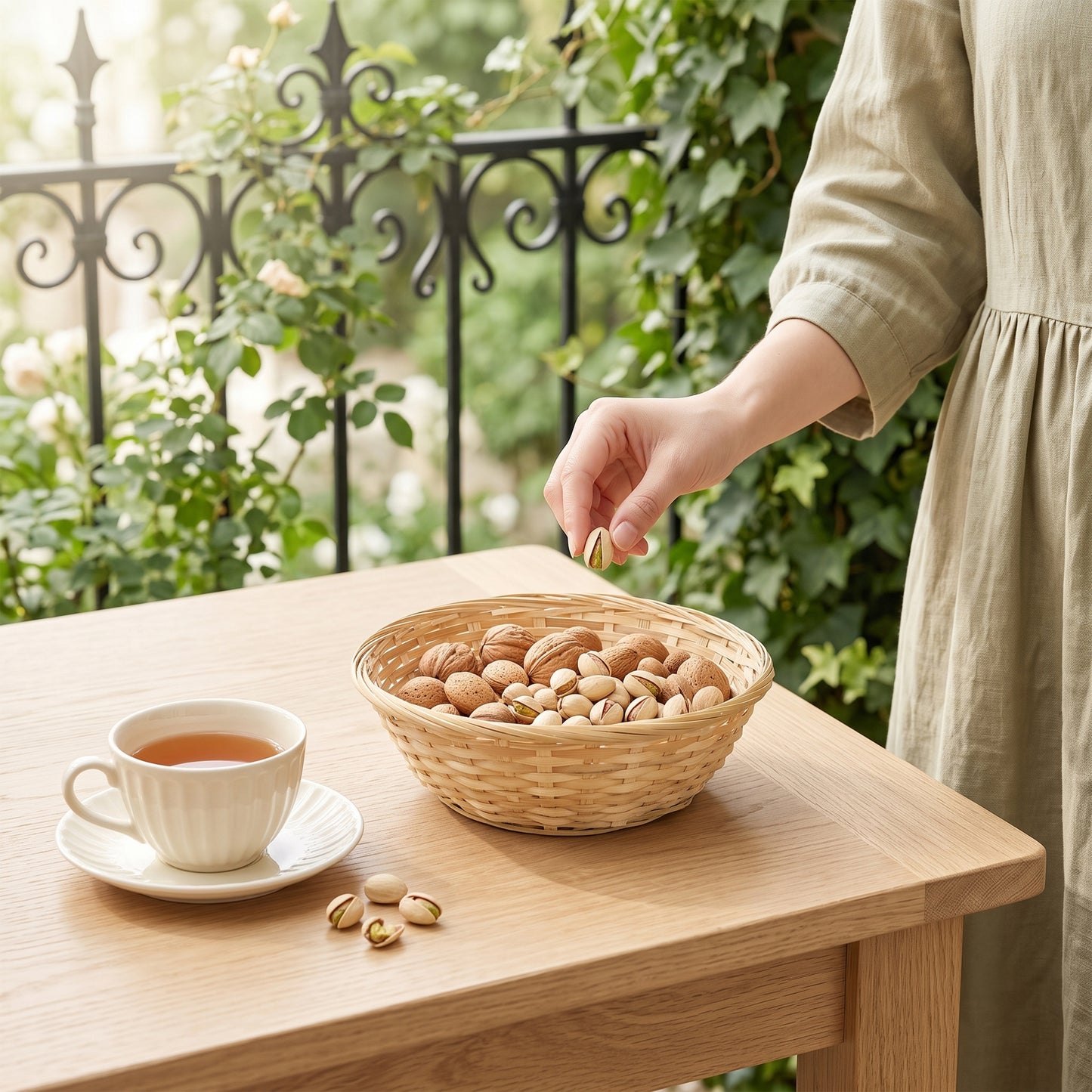 9" Round Bamboo Packing Basket Tray