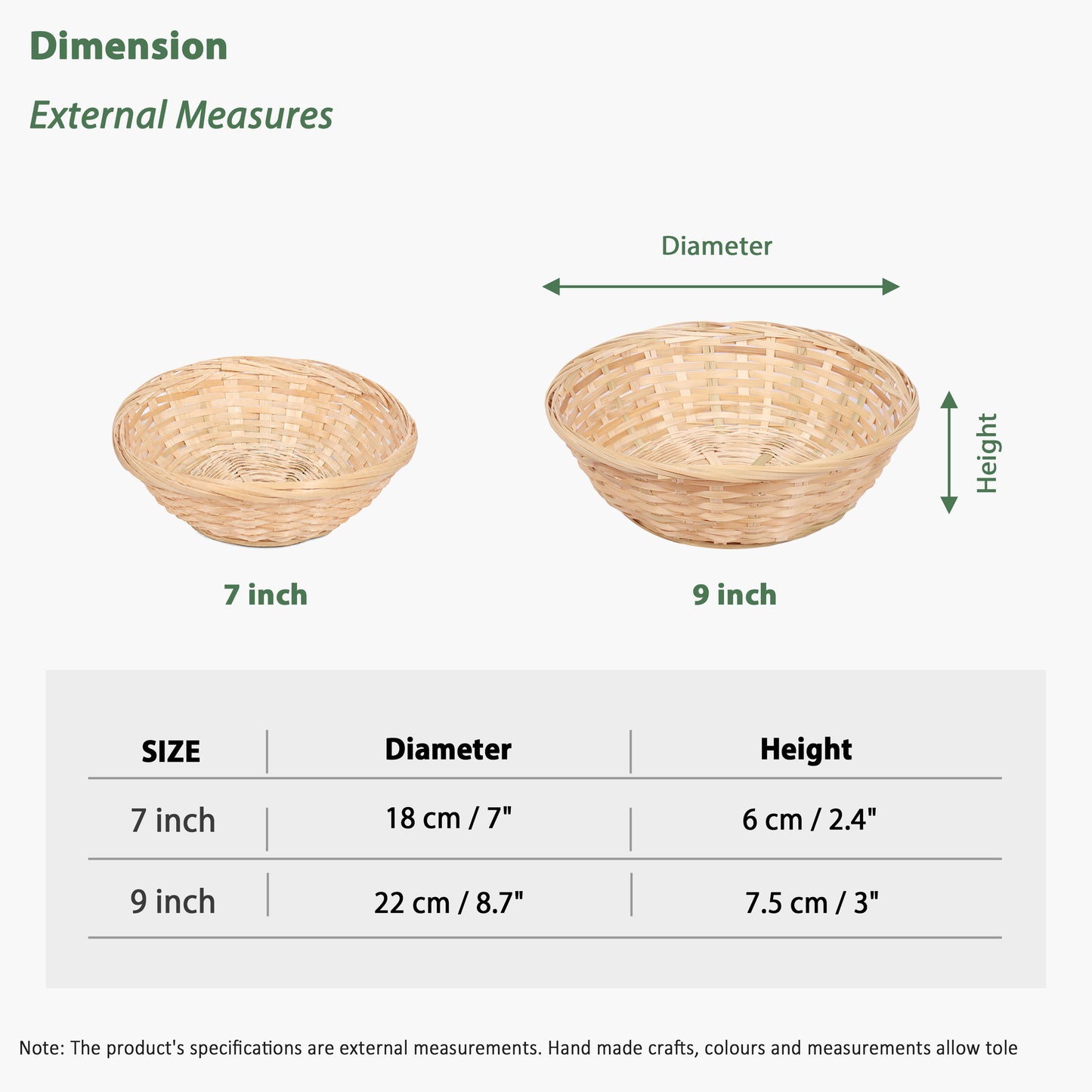 7" Round Bamboo Packing Basket Tray