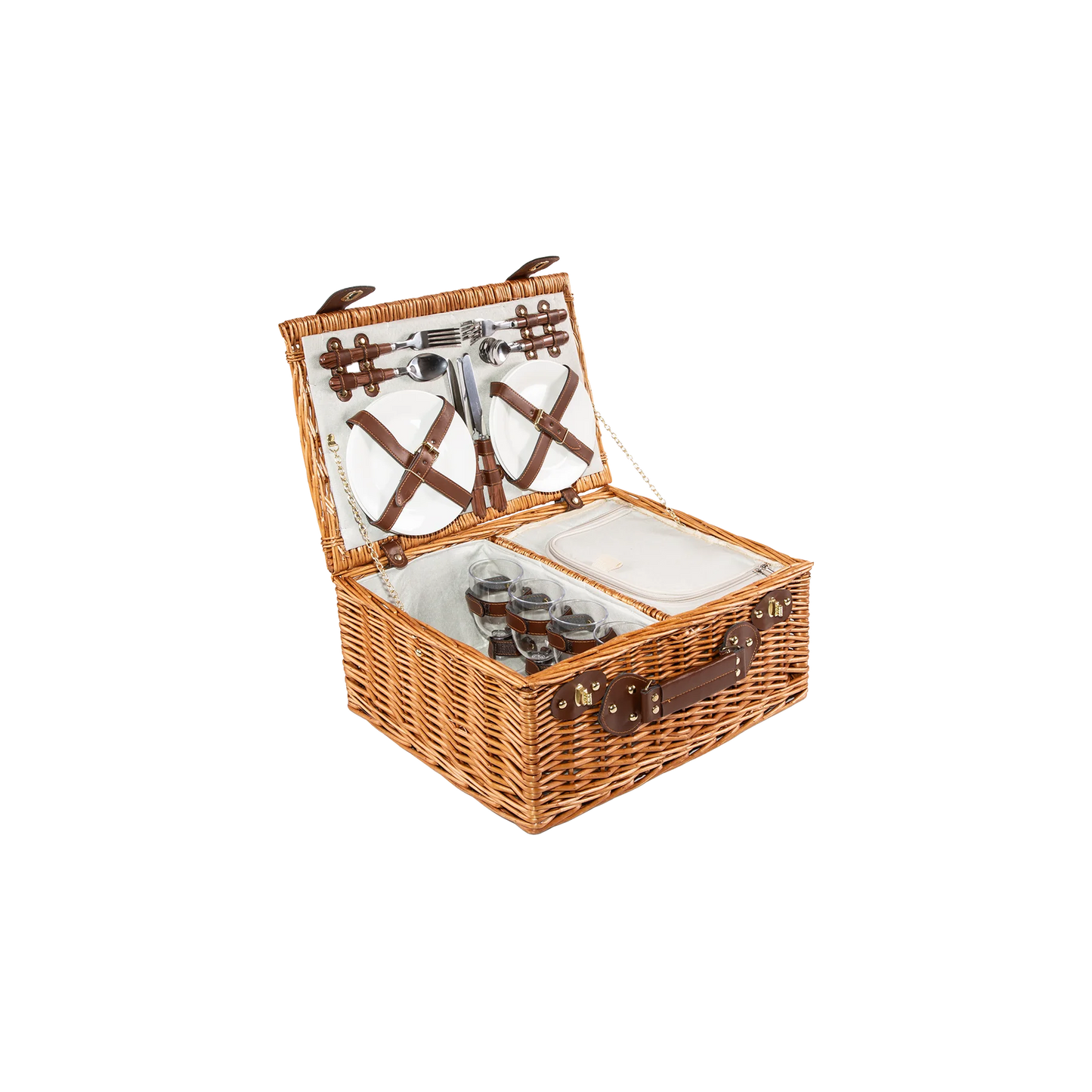 4 Person Classic Picnic Wicker Hamper Basket