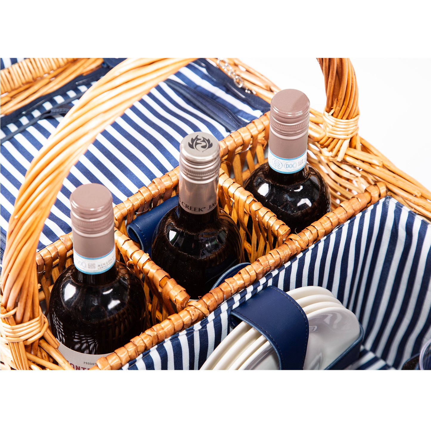4 Person Double Lidded Wicker Picnic Hamper