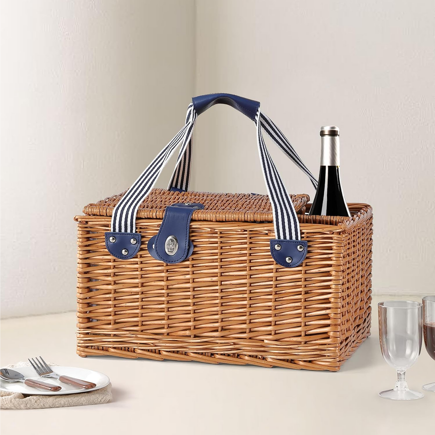 4 Person Picnic Wicker Hamper Basket