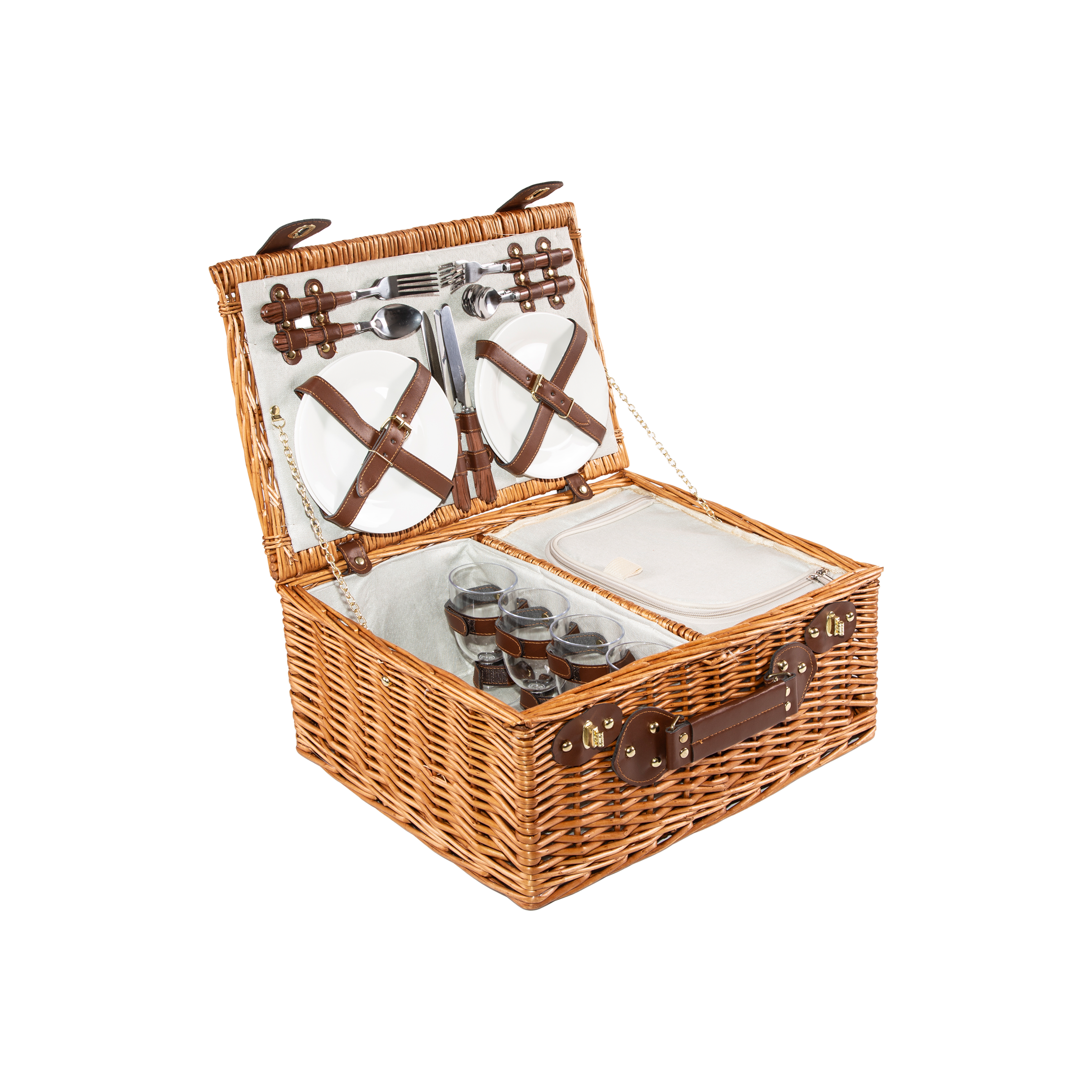 4 Person Classic Picnic Wicker Hamper Basket