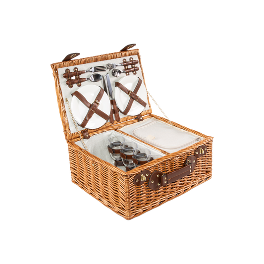 4 Person Classic Picnic Wicker Hamper Basket