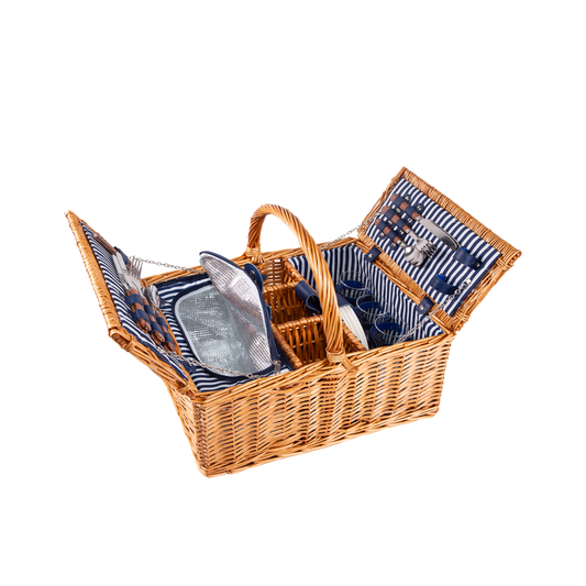 4 Person Double Lidded Wicker Picnic Hamper