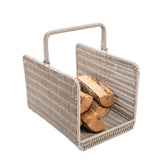 Artifical Rattan Heavy Duty Fireplace Log Basket Wood Basket For Outdoor & Indoor Log Holder