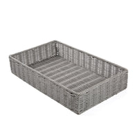 Grey Rectangle Artificial Wicker Storage and Display Basket