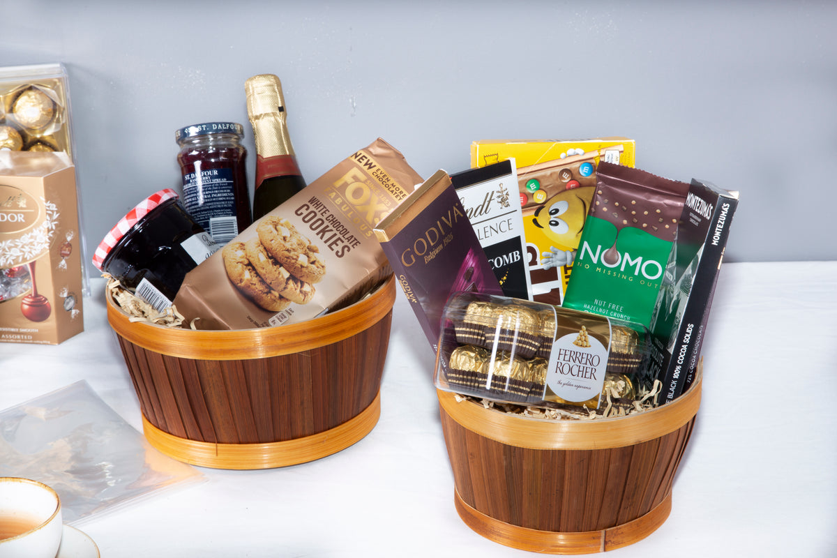 Brown Round Bamboo Storage Hamper Basket
