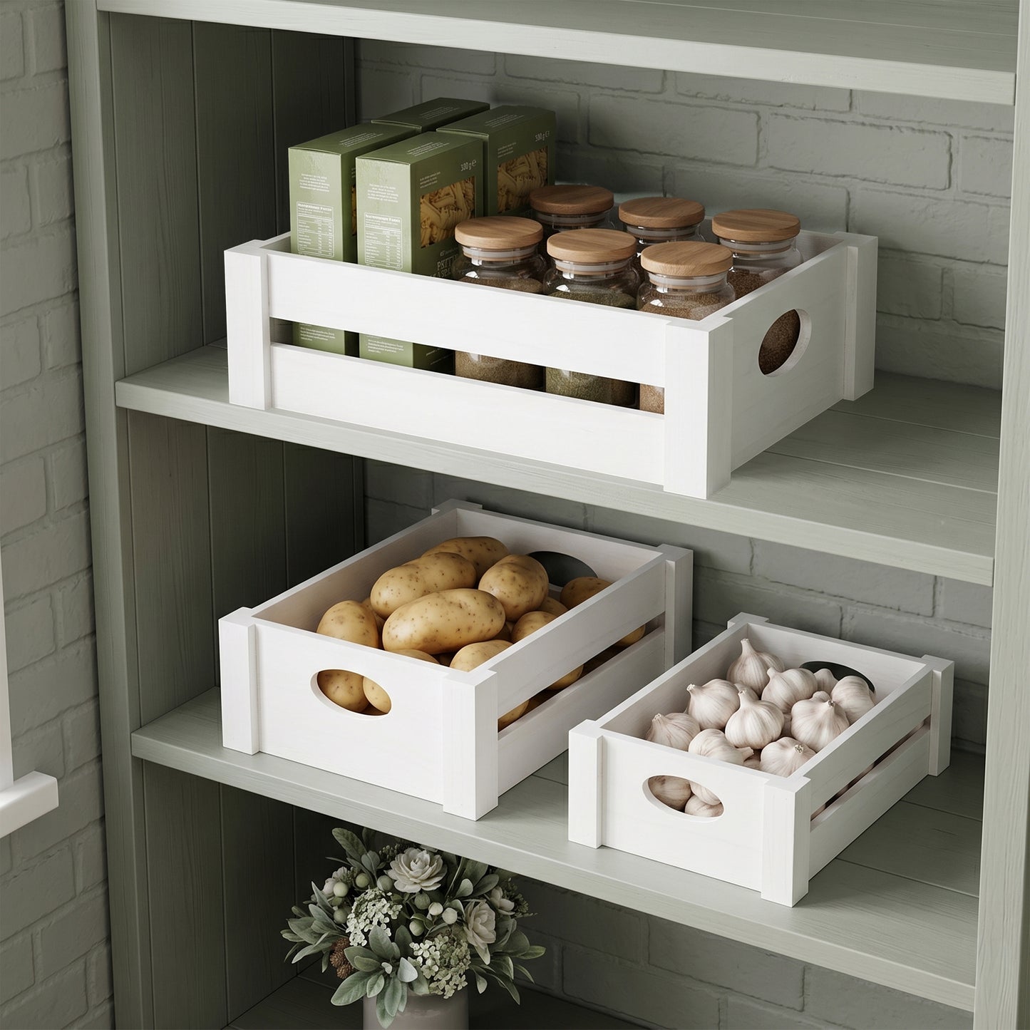 White Wooden Storage Crate Tray - 3 Sizes