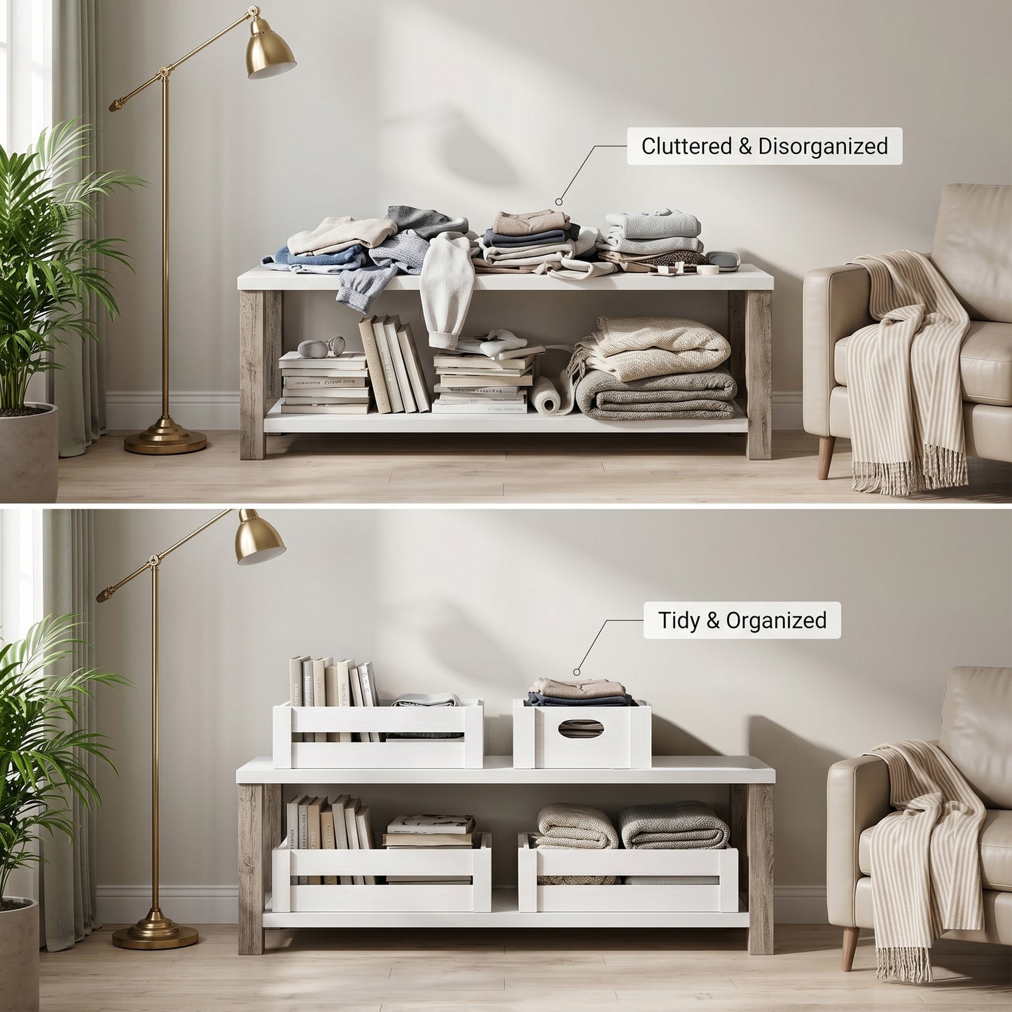 White Wooden Storage Crate Tray - 3 Sizes
