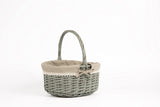 High Handle Wicker Wedding Flower Girl Basket Shopping Basket Egg Hunting