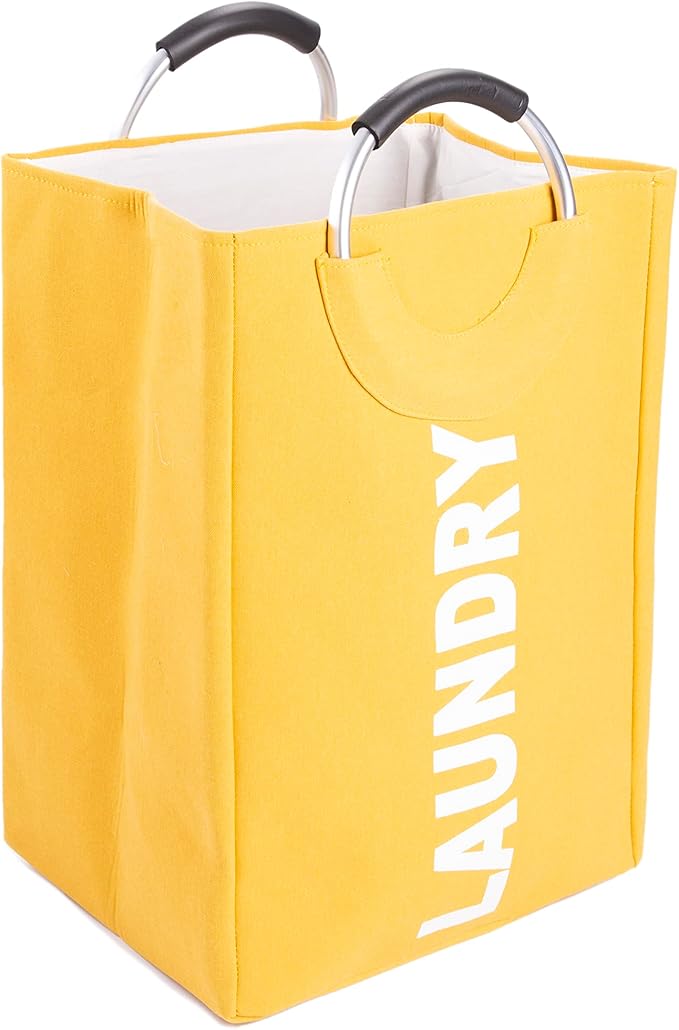 Fabric Laundry Bag with Lining - Blue / Grey / Yellow