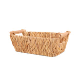 3 PCS Water Hyacinth Storage Baskets with Wooden Handles Bathroom Storage Baskets Gift Hampers Countertop Retail Display Baskets