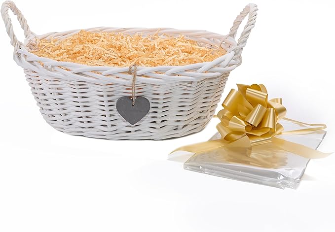 White Oval Wicker Basket Gift Hamper Kit
