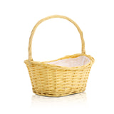 High Handle Wicker Basket Gift Hmaper with Liner DIY Gift Hampers with Shredded Paper/Pull Bow/Cello Wrap All included