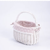 Cute Lovely Natural Wicker Basket with Handle with Liner Toy Shopping Basket Gift Hamper Nursery Storage Basket Wedding Decoration