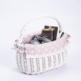 Cute Lovely Natural Wicker Basket with Handle with Liner Toy Shopping Basket Gift Hamper Nursery Storage Basket Wedding Decoration