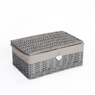 Natural Wicker Storage Basket With Lid Underbed Storage Gift Basket