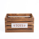 Brown Paw Print Dog Toys Chest Storage Collection Box Wooden Crates Gift Hampers