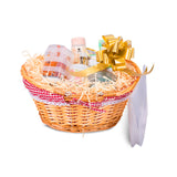 Lightweight Honey Color Wicker Shopping Basket with Foldable Handles Red Gingham Cotton Liner Gift Hampers Gift Basket