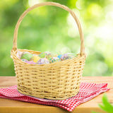 Wicker Wedding Flower Girls Basket Easter Egg Hunting Basket Toy Shopping Basket Gift Basket Pink Yellow Blue Grey