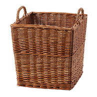 Durable Natural Wicker Open Storage Basket with two handles Blanket basket Bedroom pillow basket Fireside Log Basket