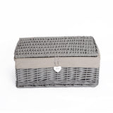 Grey Painted Lid Wicker Storage Collection Hamper Wicker Basket