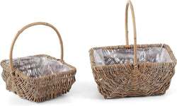 Rectangle Vintage Natural Wicker Garden Storage Basket