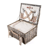Large Grey Wicker Picnic Baskets For 2 With Cooler Compartment/Cutlery Set for 2/ Plates