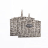 Rustic Shabby Chic Style Grey Natural Wicker Fireside Log Basket Heavy Duty Kindling Wood Basket Home Storage Basket