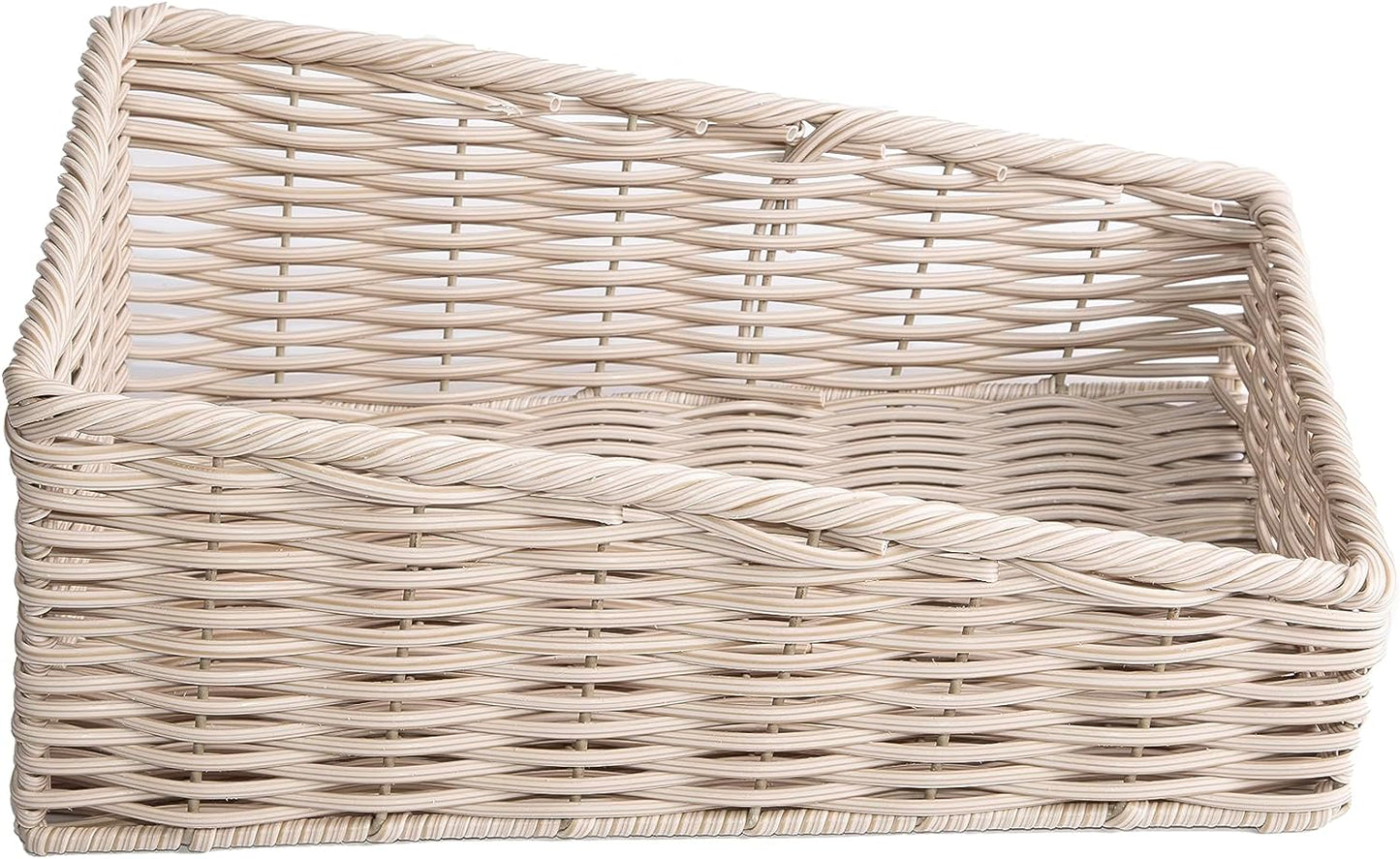 Beige Wicker-Style Display Basket