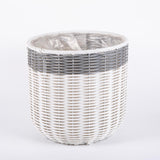 2 Pieces of 10'' Decorative Artifical Wicker Both Indoor and Outdoor Planter Flower Pot with waterproof liner Wedding Decoration Decorative Home Basket
