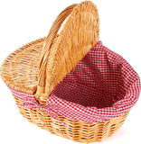 Two Lids Wicker Picnic Basket with High Handle