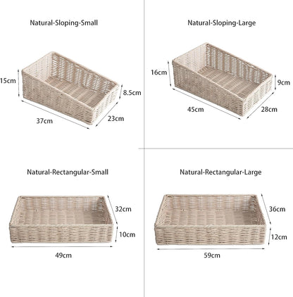 Beige Wicker-Style Display Basket