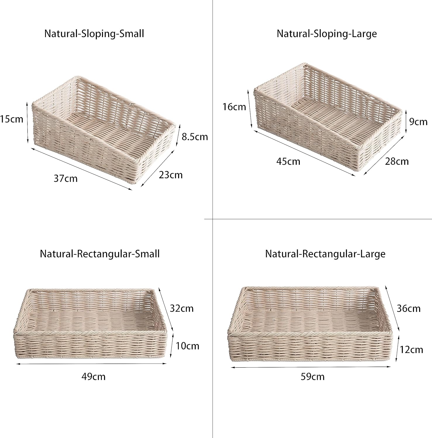 Beige Wicker-Style Storage Basket Tray