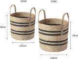 Hand-Woven Seagrass Srorage Basket with Handles