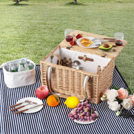 Luxury Fitted Wicker Picnic Basket For 4 With Portable Table/Cooler Bag/Cutlery Set/Plates