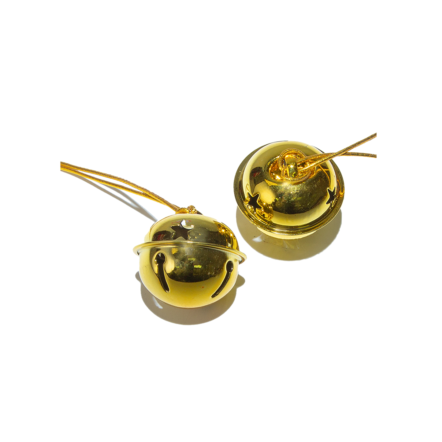 Set 10 Hanging Gold Jingle Bell Decorations