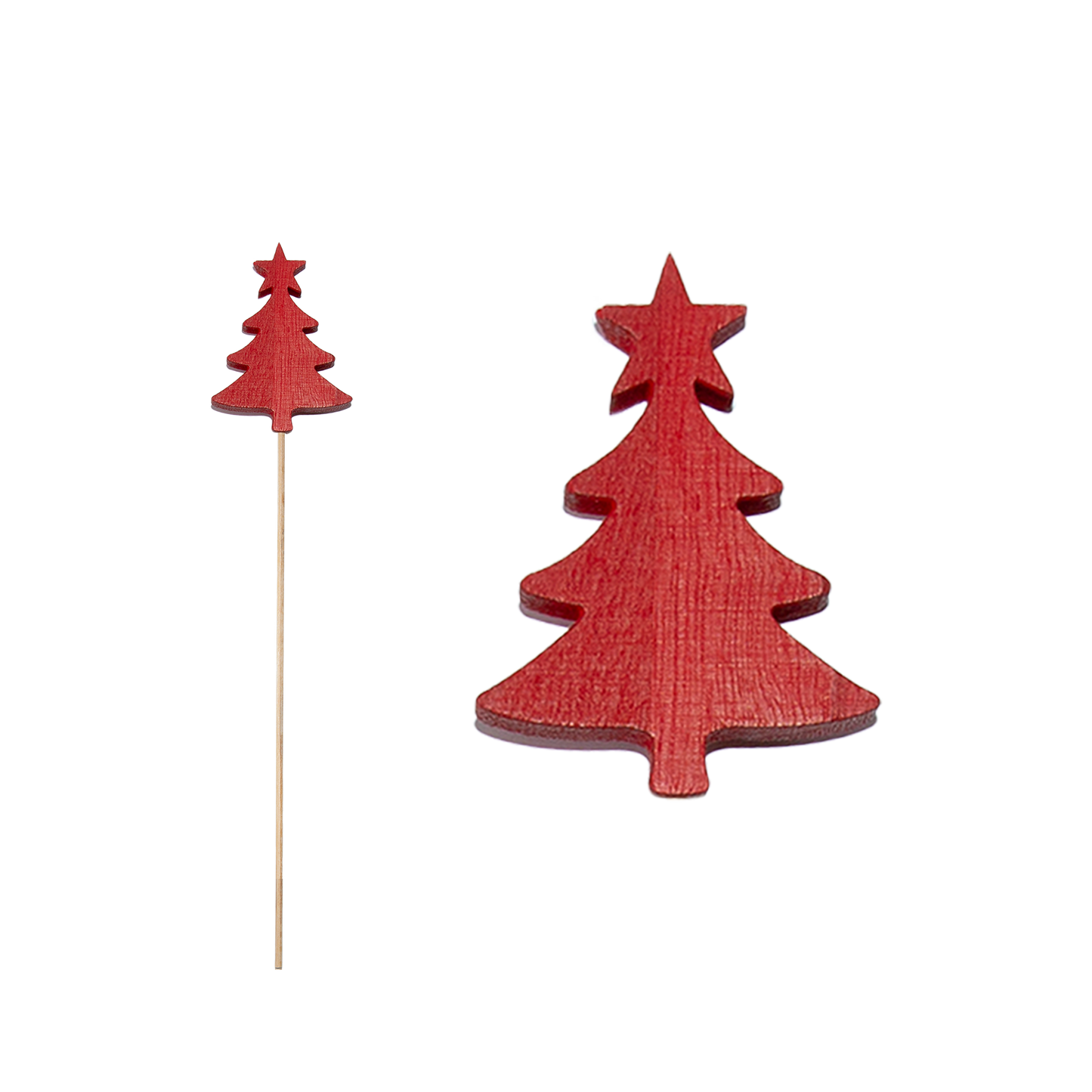 Set 10 Wooden Christmas Tree Stick Decorations - Gold / Red / White